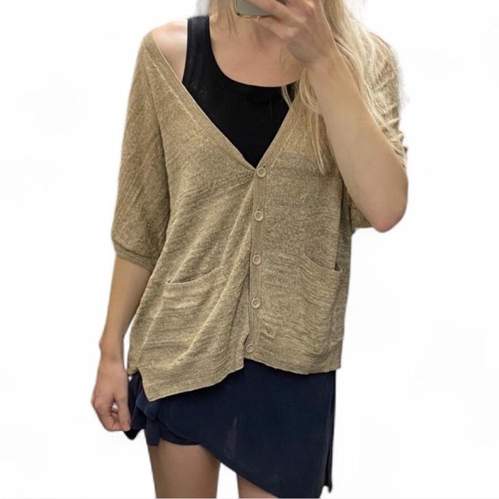 Tan/Gold Slouchy Cardigan Sweater (new)